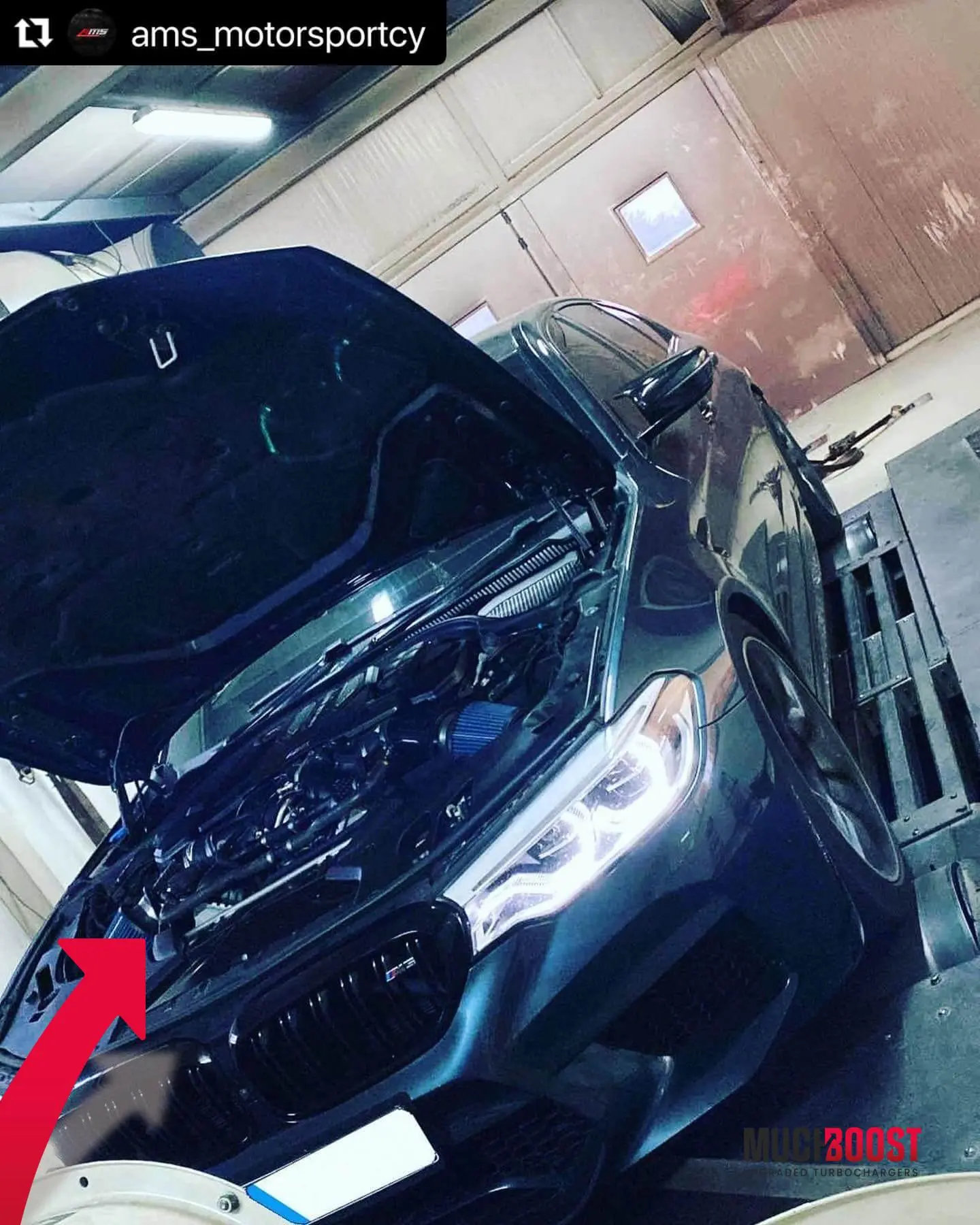 BMW M5 F90 with MuchBoost hybrid turbos delivering 834 WHP Dynojet performance build