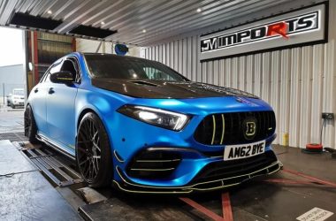 Mercedes-AMG A45 S W177 dyno graph with MuchBoost M139 hybrid turbo making 521 HP and 665 Nm