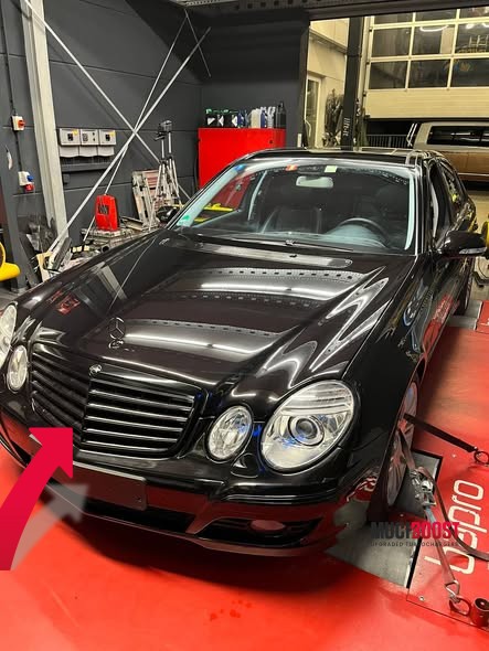 Mercedes E280 CDI W211 OM642 dyno results with MuchBoost upgraded turbocharger and WMI