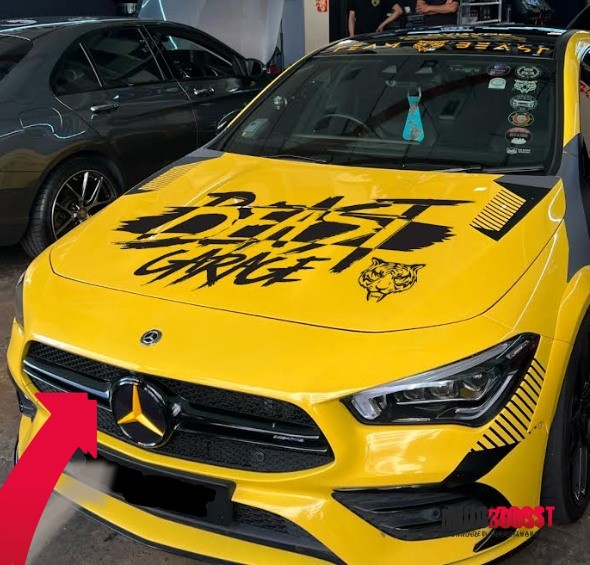 Mercedes A35 dyno graph with MuchBoost M260 hybrid turbo upgrade reaching 401 wheel horsepower